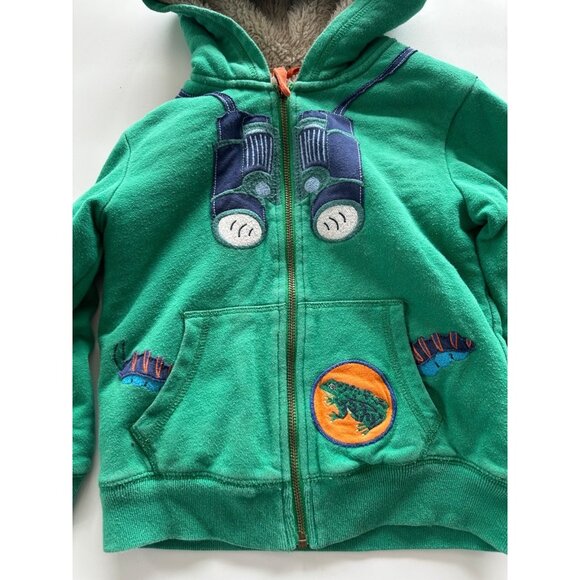 Mini Boden Boys 4-5Y Green Sherpa Lined Zip Up Outdoor Nature Hoodie - Picture 2 of 11